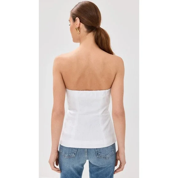 NWT Reformation Essie Linen Top White w Black Bows 4 - Picture 4 of 13